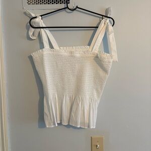 J. Crew White Smocked Women's Top